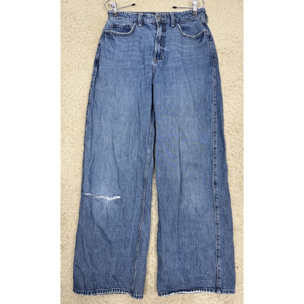 Hollister Ultra High-Rise Baggy Jeans Women's 10R Distressed Denim Grunge Hiphop